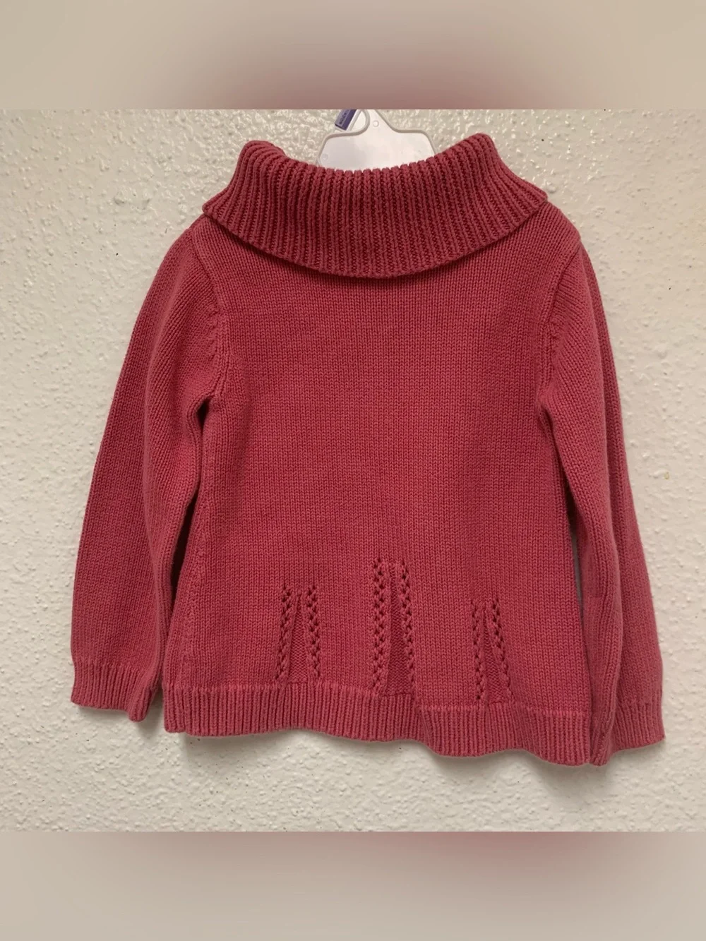 Baby Gap knit cowl neck pullover Pink sweater Toddler Girls Sz 3 100% Cotton